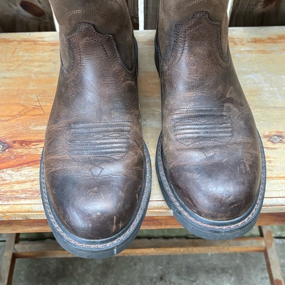 Ariat Brown Leather & Suede Groundbreaker Soft Round Toe Work Boots Size 11EE - Picture 9 of 15